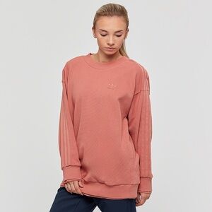 Adidas Heavyweight Waffle Knit Longline Salmon Pink Oversized Sweatshirt Small